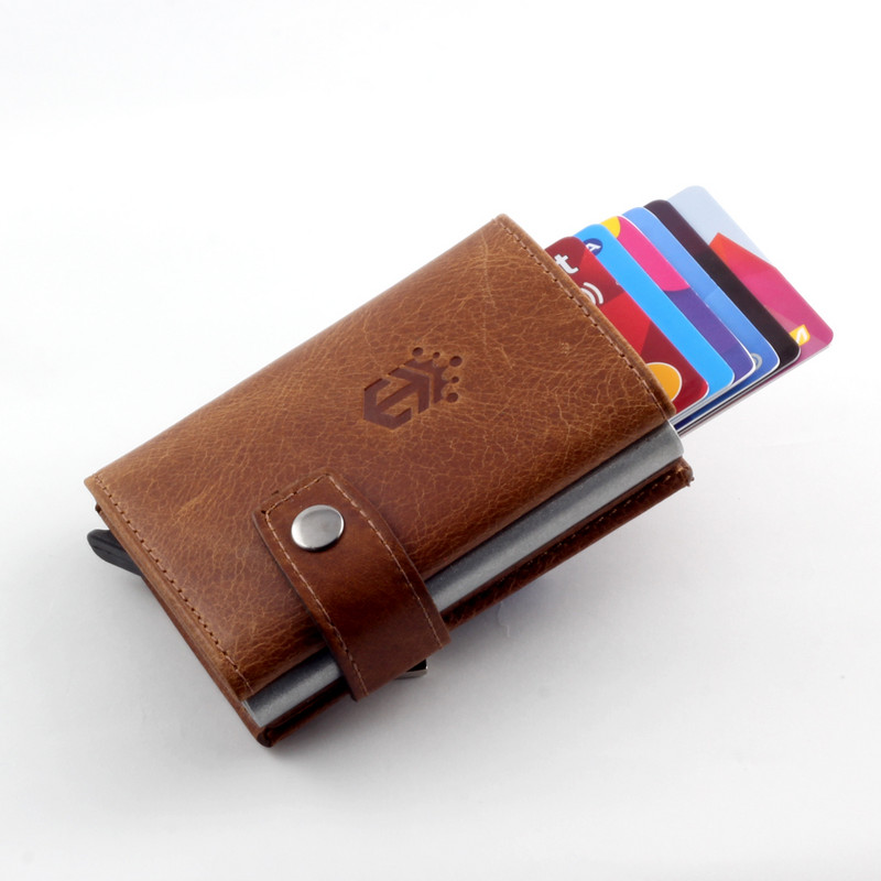 „Smart Wallet“ vizitinių kortelių laikiklis Tikros karvės odos Rankų darbo išmanusis automatinis kortelių laikiklis vyrams Dovana