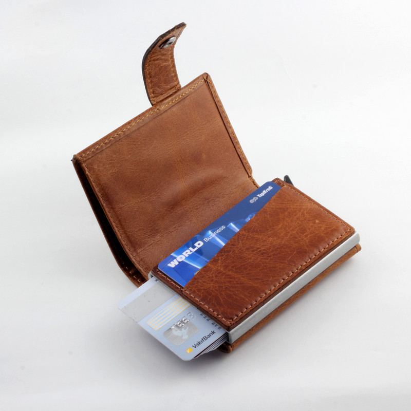 „Smart Wallet“ vizitinių kortelių laikiklis Tikros karvės odos Rankų darbo išmanusis automatinis kortelių laikiklis vyrams Dovana