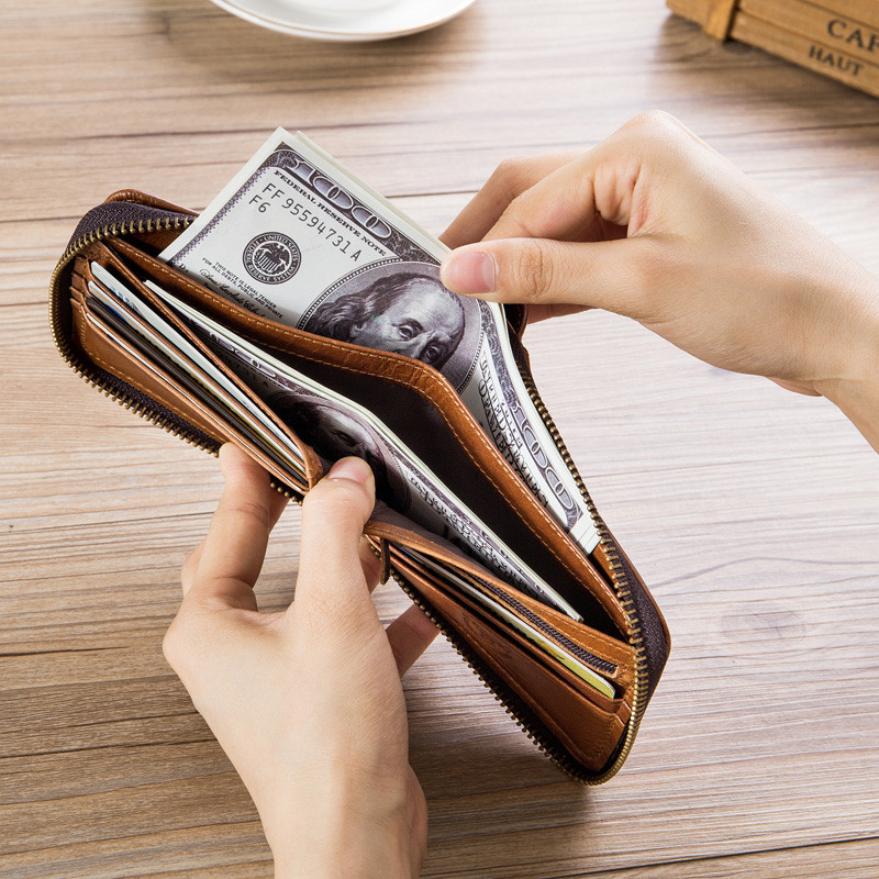  Nahast meeste rahakotid väike münditasku rahakott Retro tõmblukuga rahakott Nahast kaardihoidja tasku rahakott Meeste rahakotid