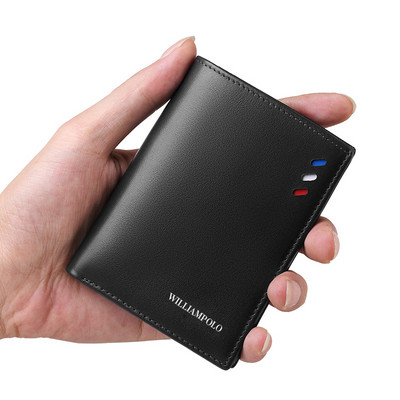WILIAMPOLO Férfi Pénztárcák Rövid Luxus Bőr Férfi Pénztárca mini Férfi pénztárca Bőr Retikül hitelkártya Luxus csomag PL181368