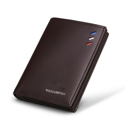 WILIAMPOLO Férfi Pénztárcák Rövid Luxus Bőr Férfi Pénztárca mini Férfi pénztárca Bőr Retikül hitelkártya Luxus csomag PL181368