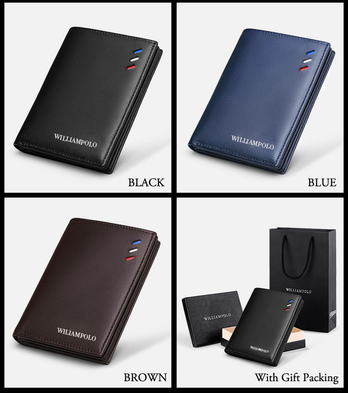 WILIAMPOLO Férfi Pénztárcák Rövid Luxus Bőr Férfi Pénztárca mini Férfi pénztárca Bőr Retikül hitelkártya Luxus csomag PL181368