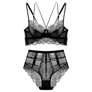 Csipke ultravékony melltartó és derékig érő bugyi, push up szépség hátizsák női szexi fehérnemű fehérnemű melltartó szett átlátszó