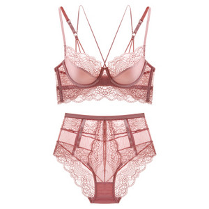 Csipke ultravékony melltartó és derékig érő bugyi, push up szépség hátizsák női szexi fehérnemű fehérnemű melltartó szett átlátszó