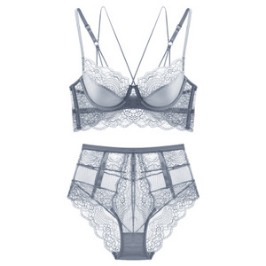Csipke ultravékony melltartó és derékig érő bugyi, push up szépség hátizsák női szexi fehérnemű fehérnemű melltartó szett átlátszó