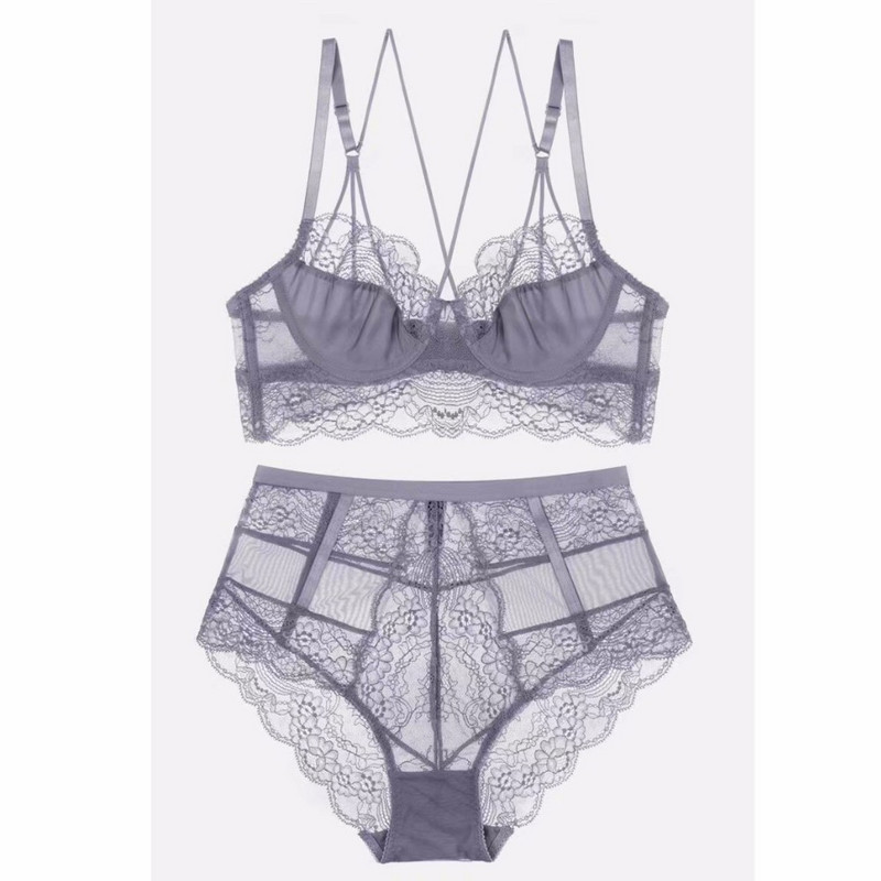 Csipke ultravékony melltartó és derékig érő bugyi, push up szépség hátizsák női szexi fehérnemű fehérnemű melltartó szett átlátszó