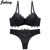 Julexy uus 2021 seksikas naiste rinnahoidja komplekt BC Cup Solid Lace bikiinirinnahoidja komplekt naiste aluspesu komplekt