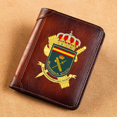 Висококачествени мъжки портфейли от кожа Guardia Civil Symbol Printing Short Card Holder Портмоне Луксозна марка Мъжки портфейл