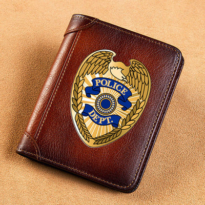 Aukštos kokybės odos vyriškos piniginės Guardia civilinis simbolis spausdinamas trumpas kortelių laikiklis piniginė Prabangios prekės ženklo vyriška piniginė