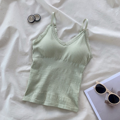 Pikk õmblusteta rinnahoidja vest naistele Ilu Selja Risti aluspesu Bralette Tankid Aluspesu Rind polsterdatud pits ühevärviline rinnahoidja