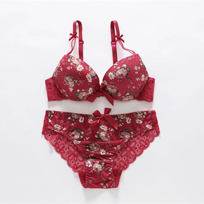 Φτηνό Σετ σουτιέν για κορίτσια Μόδα σέξι εσώρουχα σετ εσωρούχων Γυναικεία σέξι δαντέλα ρυθμιζόμενο σετ σουτιέν Thin Cup Plus Size Σετ σουτιέν Push Up