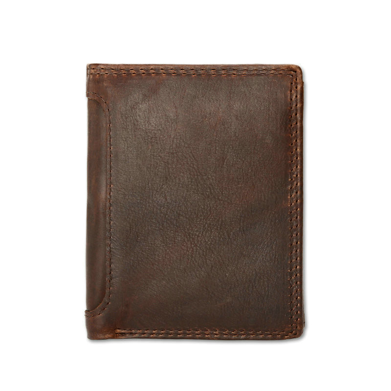 GENODERN Vintage vyriškos piniginės Crazy Horse Odinės piniginės vyrams Daugiafunkcinė vyriška piniginė su monetų kišene Ruda vyriška piniginė