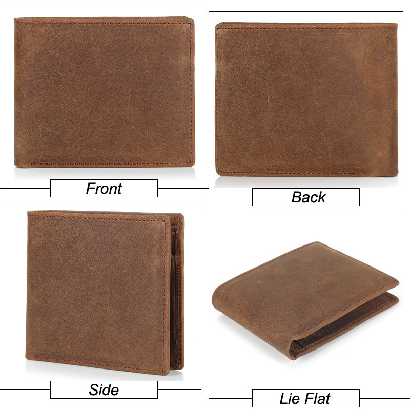 MISFITS JAUNI ādas vīriešu maki Crazy Horse Ādas vīriešu naudas maks Monētu kabata un karšu turētājs augstas kvalitātes maki vīriešiem