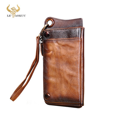 Divat Férfi Szervező Bőr Design Állat Dombornyomott Csekkfüzet Vas lánc Cipzáras Zseb Pénztárca Pénztárca Kuplung kézitáska Férfi ck001-1