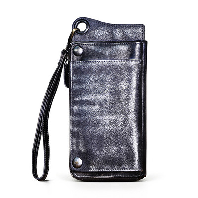 Divat Férfi Szervező Bőr Design Állat Dombornyomott Csekkfüzet Vas lánc Cipzáras Zseb Pénztárca Pénztárca Kuplung kézitáska Férfi ck001-1