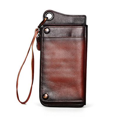 Divat Férfi Szervező Bőr Design Állat Dombornyomott Csekkfüzet Vas lánc Cipzáras Zseb Pénztárca Pénztárca Kuplung kézitáska Férfi ck001-1