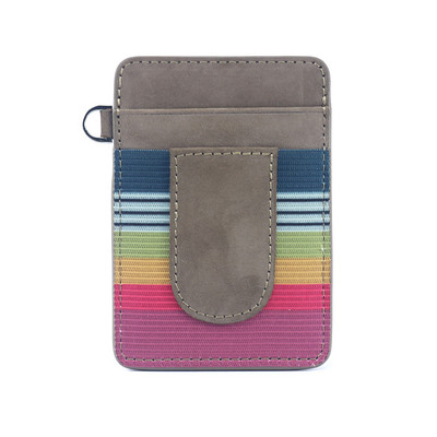 Elastinis kreditinių kortelių laikiklis Minimalistinis RFID blokuojantis priekinės kišenės plonas kortelės dėklas Mini odos piniginė vyrams ir moterims