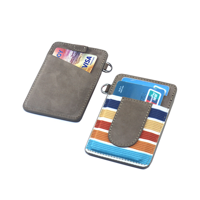 Elastinis kreditinių kortelių laikiklis Minimalistinis RFID blokuojantis priekinės kišenės plonas kortelės dėklas Mini odos piniginė vyrams ir moterims