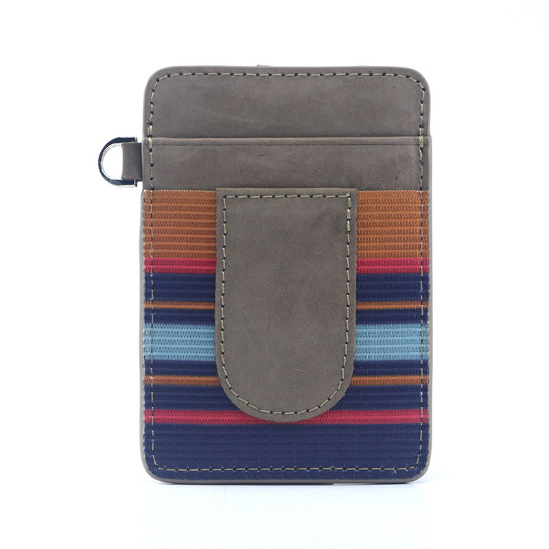 Elastinis kreditinių kortelių laikiklis Minimalistinis RFID blokuojantis priekinės kišenės plonas kortelės dėklas Mini odos piniginė vyrams ir moterims