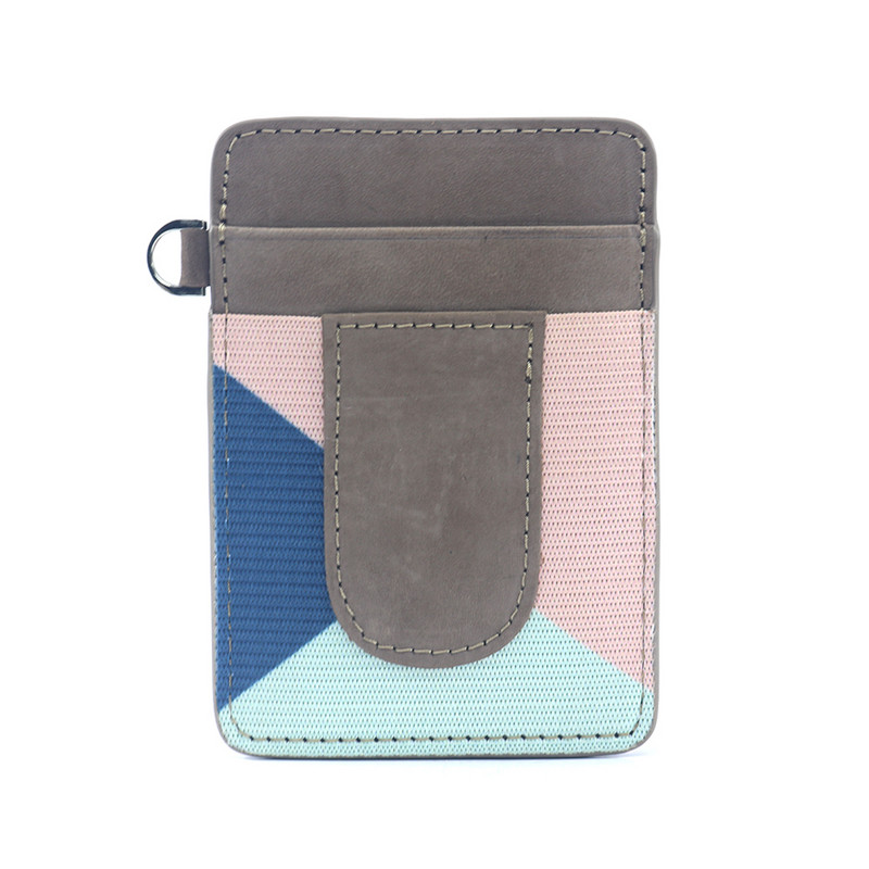 Elastinis kreditinių kortelių laikiklis Minimalistinis RFID blokuojantis priekinės kišenės plonas kortelės dėklas Mini odos piniginė vyrams ir moterims