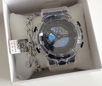 Спортен електронен часовник с прозрачна каишка