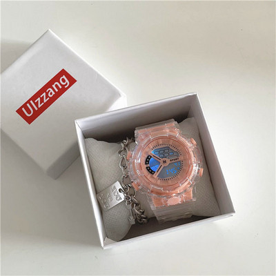 Sportinis elektroninis laikrodis su skaidriu apyranke