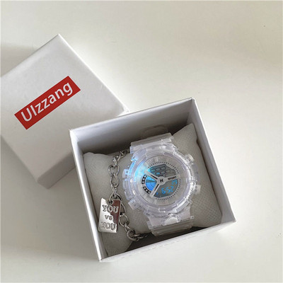 Sportinis elektroninis laikrodis su skaidriu apyranke