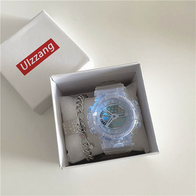 Sportinis elektroninis laikrodis su skaidriu apyranke