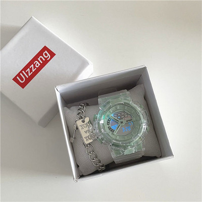 Sportinis elektroninis laikrodis su skaidriu apyranke