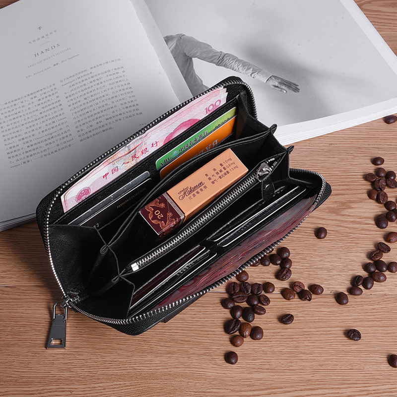 Piniginė Vyriškas Ilgas Užtrauktukas Piniginės Vienspalvės Vyriškos Verslo Sankabos Mobiliojo telefono piniginė Didelės talpos Kortelių laikiklis Piniginė