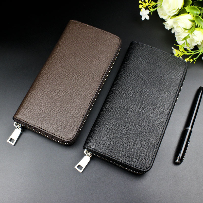 Piniginė Vyriškas Ilgas Užtrauktukas Piniginės Vienspalvės Vyriškos Verslo Sankabos Mobiliojo telefono piniginė Didelės talpos Kortelių laikiklis Piniginė