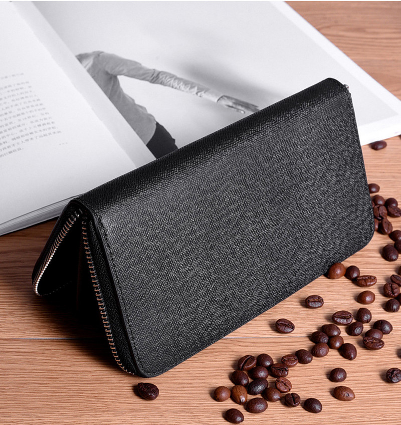 Piniginė Vyriškas Ilgas Užtrauktukas Piniginės Vienspalvės Vyriškos Verslo Sankabos Mobiliojo telefono piniginė Didelės talpos Kortelių laikiklis Piniginė