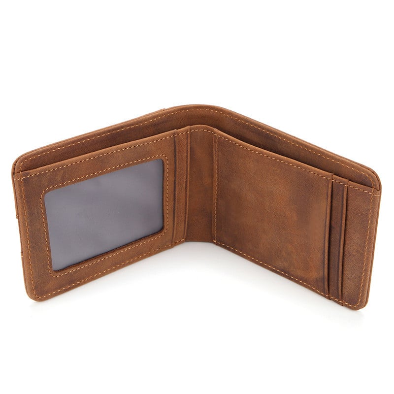 GENODERN Λεπτά πορτοφόλια για άνδρες Crazy Horse Cow Δερμάτινο Κοντό μίνι ανδρικό πορτοφόλι Λεπτό ανδρικό πορτοφόλι