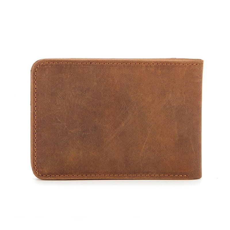 GENODERN Λεπτά πορτοφόλια για άνδρες Crazy Horse Cow Δερμάτινο Κοντό μίνι ανδρικό πορτοφόλι Λεπτό ανδρικό πορτοφόλι