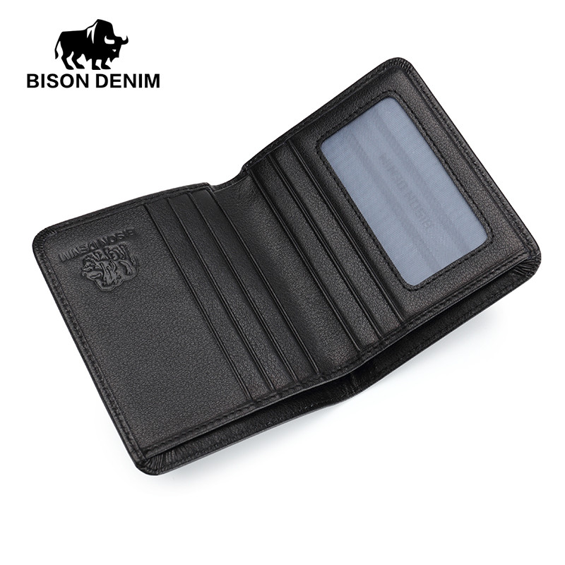 BISON DENIM luxusmárkás férfi pénztárca férfi mini zsebes pénztárca üzleti alkalmi pénztárca