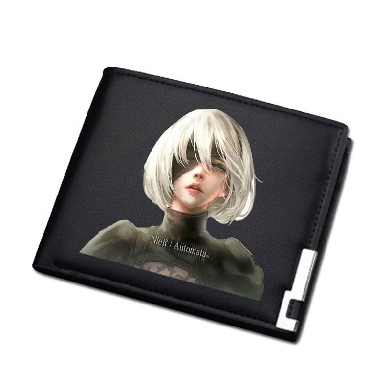 NieR:Automata Game Unisex hosszú érmepénztárca YoRHa No. 2 Pu bőr rövid pénztárca személyi igazolványtartó női szexi pénzes táska