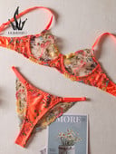 Mulherelfo seksikas pitsist haldjapesu naiste aluspesukomplekt, eksootiliste lilltikanditega läbipaistev rinnahoidja aluspüksid, 2tk, lühikesed nahahoolduskomplektid