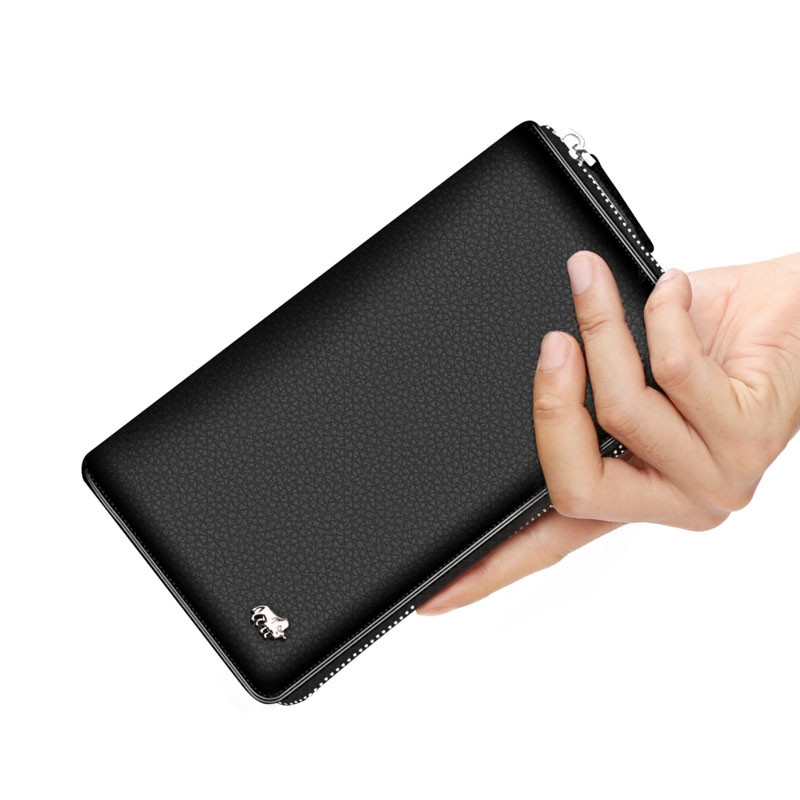 BISON DENIM prabangios odos vyriškos piniginės ilgos užtrauktuku sankabos piniginė verslo laisvalaikio vyriškos kredito kortelės laikiklis telefono piniginė