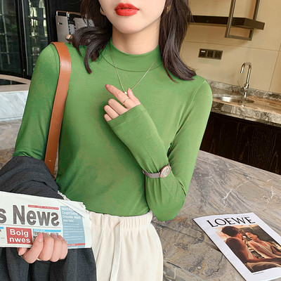 Puhta mudeliga puuvillane kõrge kaelusega pluus paljudes värvides