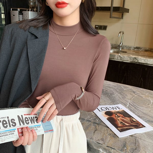 Puhta mudeliga puuvillane kõrge kaelusega pluus paljudes värvides