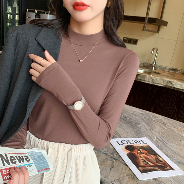 Puhta mudeliga puuvillane kõrge kaelusega pluus paljudes värvides