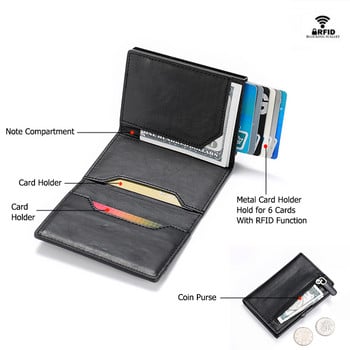 ZOVYVOL 2022 New Men Wallet RFID Coin Purse Προσαρμοσμένο όνομα Πορτοφόλι Κουτί αλουμινίου Έξυπνη θήκη πιστωτικής κάρτας Δερμάτινη θήκη κάρτας RFID