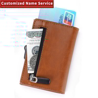 ZOVYVOL 2022 uus meeste rahakott RFID mündikott Kohandatud nimega Rahakott Alumiiniumkarp Smart krediitkaardihoidja RFID nahast kaardihoidja