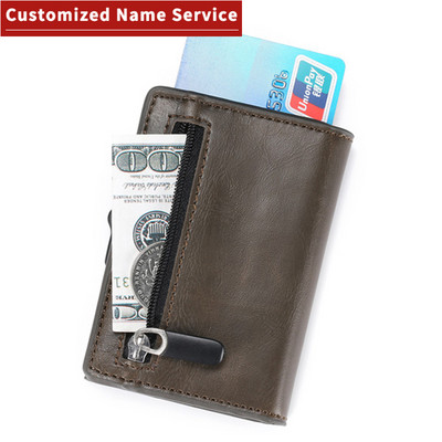 ZOVYVOL 2022 uus meeste rahakott RFID mündikott Kohandatud nimega Rahakott Alumiiniumkarp Smart krediitkaardihoidja RFID nahast kaardihoidja