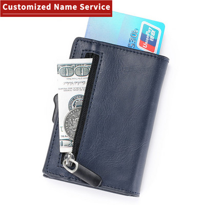 ZOVYVOL 2022 uus meeste rahakott RFID mündikott Kohandatud nimega Rahakott Alumiiniumkarp Smart krediitkaardihoidja RFID nahast kaardihoidja