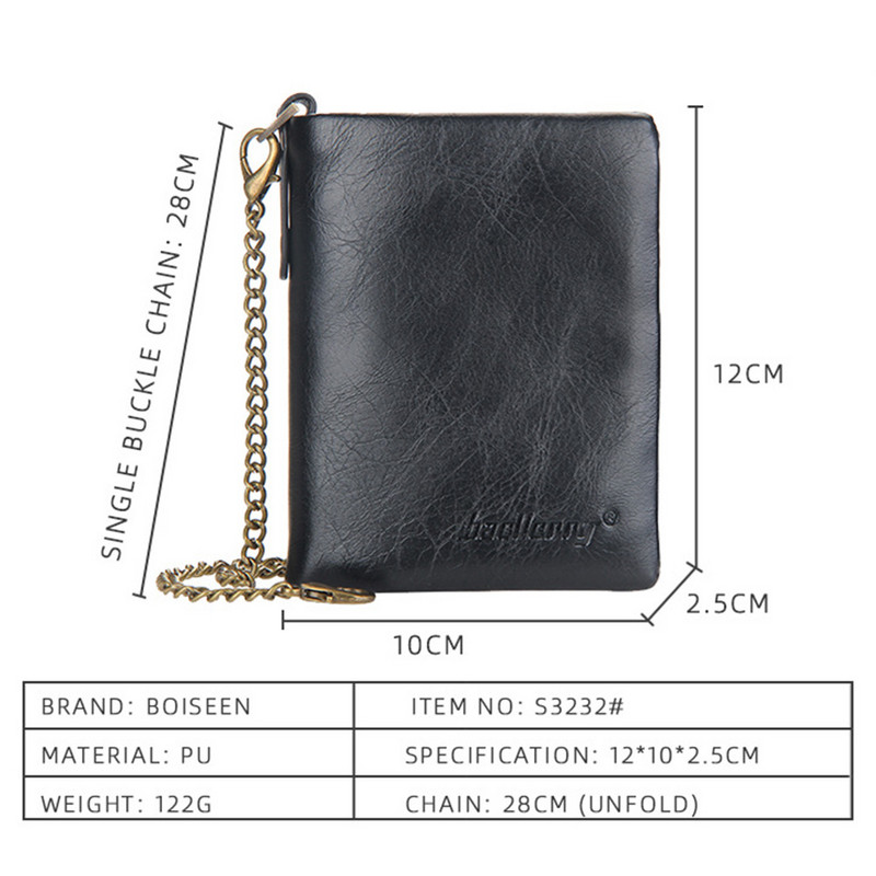 2022 m. Naujos individualizuotos vyriškos piniginės grandinėlės užtrauktukas Aukštos kokybės trumpi 10 kortelių laikikliai Vyriškos piniginės monetų laikiklio piniginės berniukui