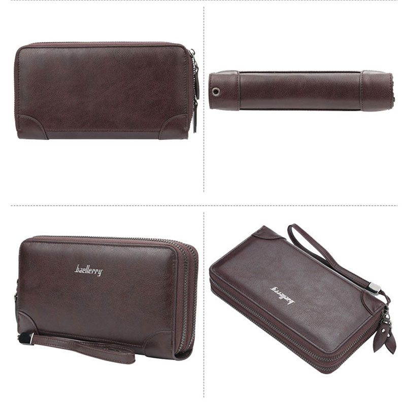 „Baellerry“ prabangios prekės ženklo vyriškos piniginės Ilgos sankabos piniginė Didelės talpos Užtrauktukai Piniginė Vyriška PU Odinė Piniginė Vyriška Verslo Piniginė