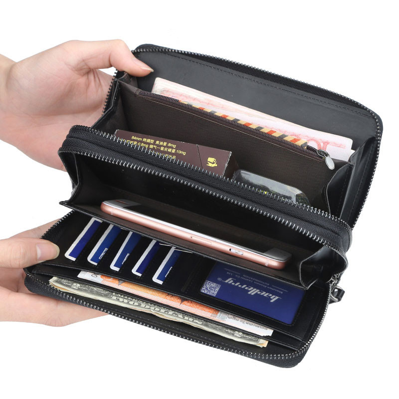 „Baellerry“ prabangios prekės ženklo vyriškos piniginės Ilgos sankabos piniginė Didelės talpos Užtrauktukai Piniginė Vyriška PU Odinė Piniginė Vyriška Verslo Piniginė