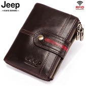 Trumpa piniginė vyrams odos „Hasp“ užtrauktuku monetų kišenė RFID blokuojanti vizitinių kortelių laikikliai Vintage PORTFOLIO „Portomonee“