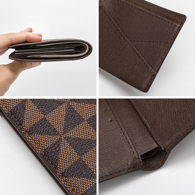 2022. aasta luksusbrändi disain Meeste rahakott Klassikaline mood rahakott Ruuduline nahast õhuke rahakott Bifold Lühikesed fotokrediitkaardihoidjad